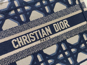 Dior M1265 Small Book Tote Beige and Blue Macrocannage Embroidery - Default Title - View 5