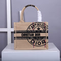 Dior M1265 Small Book Tote Beige jute fabric with Union motif - Default Title - View 1