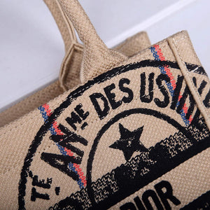 Dior M1265 Small Book Tote Beige jute fabric with Union motif - Default Title - View 5