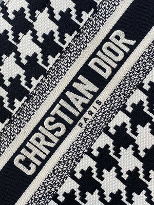 Dior M1265 Small Book Tote Black and White Macro Houndstooth Embroidery M9619 - Default Title - View 2