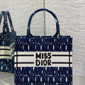 Dior M1265 Small Book Tote Blue and White Miss Dior Allover Embroidery M9638 - Default Title - View 1