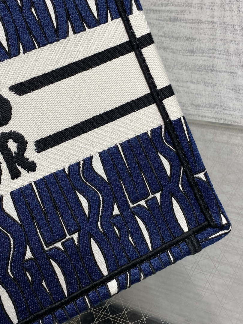Dior M1265 Small Book Tote Blue and White Miss Dior Allover Embroidery M9638
