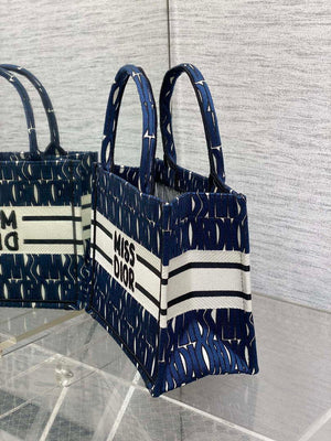Dior M1265 Small Book Tote Blue and White Miss Dior Allover Embroidery M9638 - Default Title - View 6