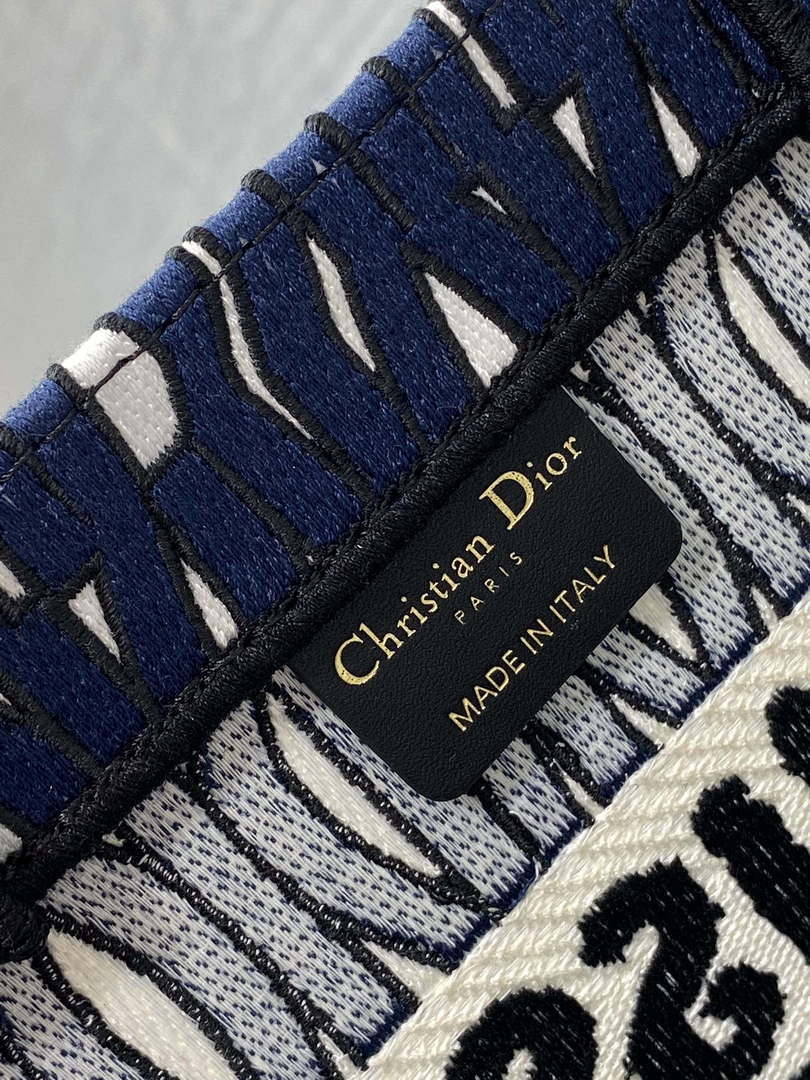 Dior M1265 Small Book Tote Blue and White Miss Dior Allover Embroidery M9638