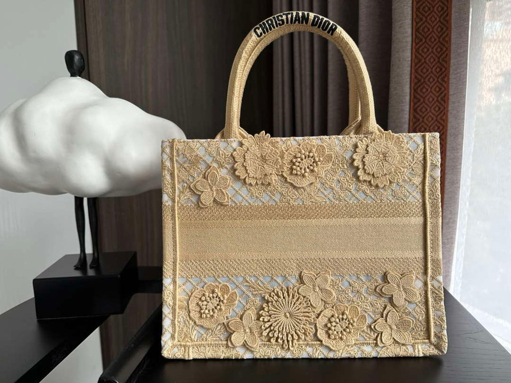 Dior M1265 Small Book Tote  Embroidery with 3D Macram¨¦ Effect M9621