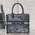 Dior M1265 Small Book Tote Gray and Black Plan de Paris Embroidery M9618 - Default Title - View 1