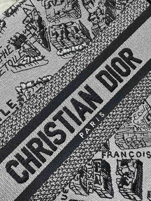 Dior M1265 Small Book Tote Gray and Black Plan de Paris Embroidery M9618 - Default Title - View 2