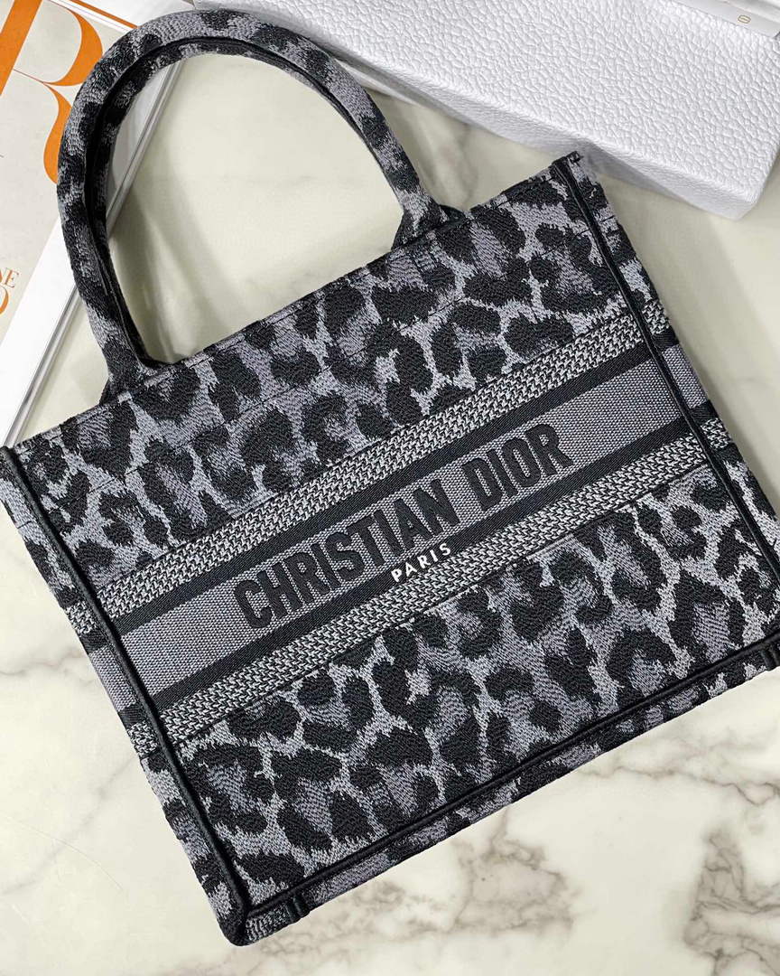 Dior M1265 Small Book Tote Gray Multicolor Mizza Embroidery
