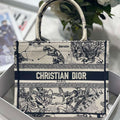 Dior M1265 Small Book Tote Latte and Black Toile de Jouy Zodiac Embroidery M9615 - Default Title - View 1