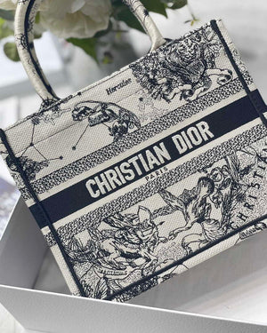 Dior M1265 Small Book Tote Latte and Black Toile de Jouy Zodiac Embroidery M9615 - Default Title - View 2