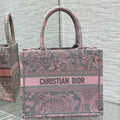 Dior M1265 Small Book Tote Pink and Gray Toile de Jouy Sauvage Embroidery - Default Title - View 1
