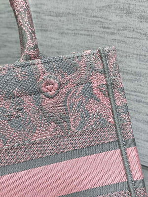 Dior M1265 Small Book Tote Pink and Gray Toile de Jouy Sauvage Embroidery - Default Title - View 5