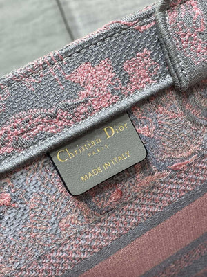 Dior M1265 Small Book Tote Pink and Gray Toile de Jouy Sauvage Embroidery - Default Title - View 9
