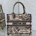 Dior M1265 Small Book Tote Tan and Black Plan de Paris Embroidery M9617 - Default Title - View 1