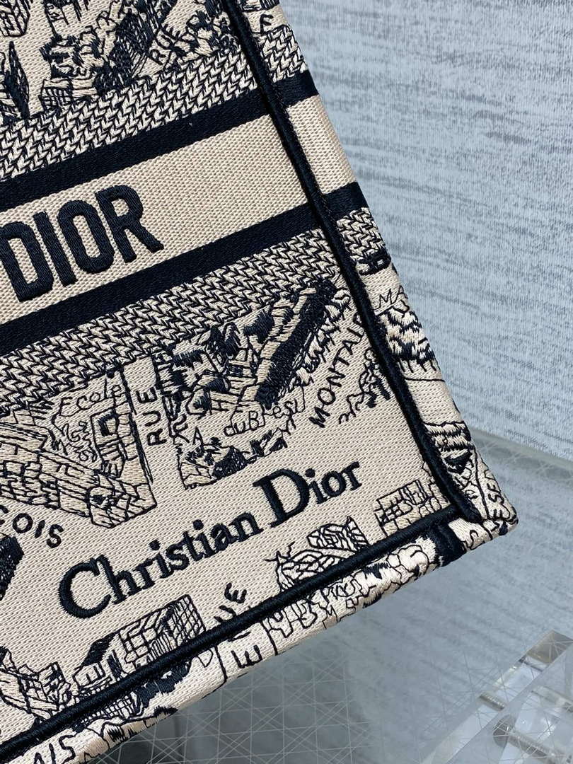 Dior M1265 Small Book Tote Tan and Black Plan de Paris Embroidery M9617 - Default Title - View 4
