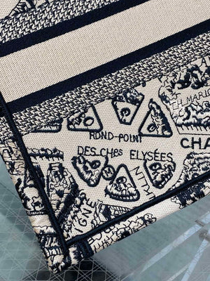 Dior M1265 Small Book Tote Tan and Black Plan de Paris Embroidery M9617 - Default Title - View 5