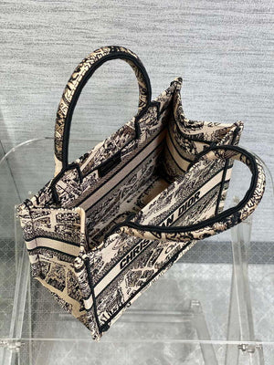 Dior M1265 Small Book Tote Tan and Black Plan de Paris Embroidery M9617 - Default Title - View 8