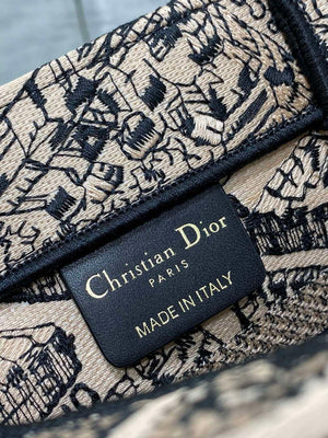 Dior M1265 Small Book Tote Tan and Black Plan de Paris Embroidery M9617 - Default Title - View 9