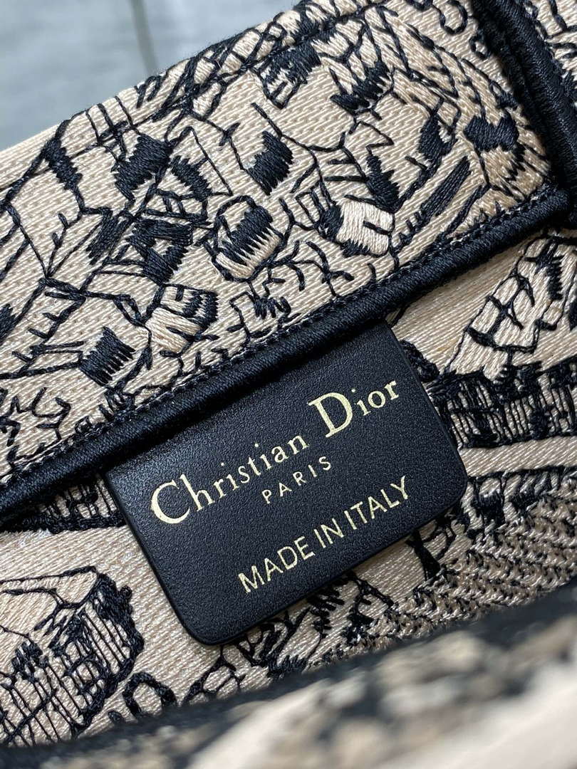 Dior M1265 Small Book Tote Tan and Black Plan de Paris Embroidery M9617 - Default Title - View 9