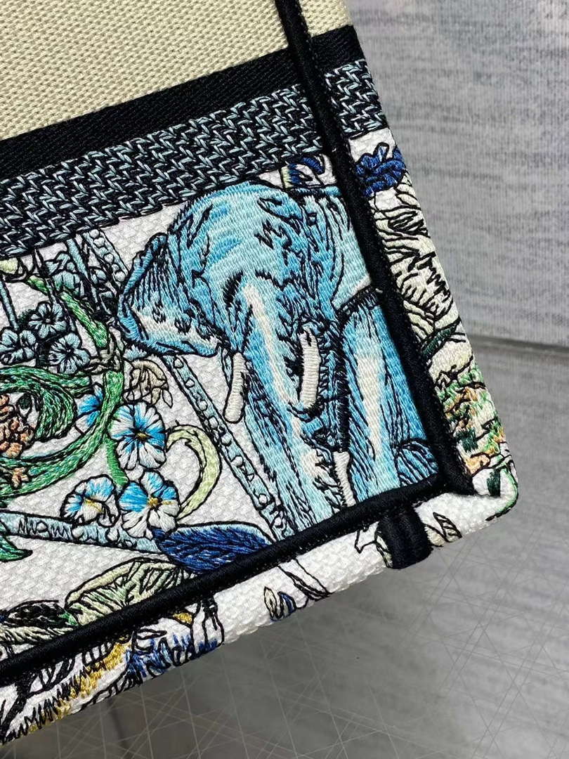 Dior M1265 Small Book Tote Toile de Jouy Sauvage Embroidery M9613