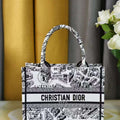 Dior M1265 Small Book Tote White and Black Plan de Paris Embroidery M9616 - Default Title - View 1