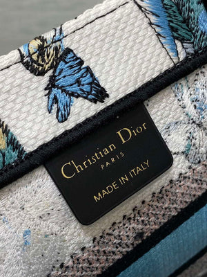 Dior M1265 Small Book Tote White and Pastel Midnight Blue Toile de Jouy Mexico Embroidery - Default Title - View 9