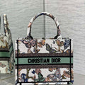 Dior M1265 Small Book Tote White and Pastel Midnight Green Toile de Jouy Mexico Embroidery - Default Title - View 1