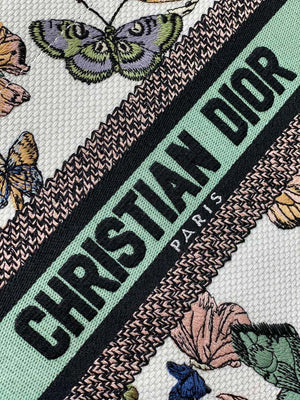 Dior M1265 Small Book Tote White and Pastel Midnight Green Toile de Jouy Mexico Embroidery - Default Title - View 2