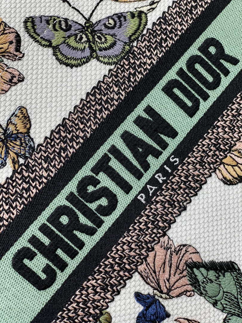 Dior M1265 Small Book Tote White and Pastel Midnight Green Toile de Jouy Mexico Embroidery - Default Title - View 2