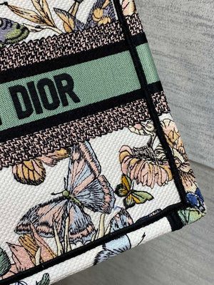 Dior M1265 Small Book Tote White and Pastel Midnight Green Toile de Jouy Mexico Embroidery - Default Title - View 3