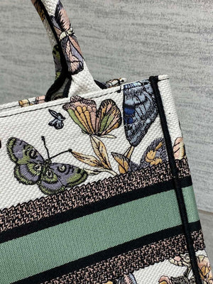 Dior M1265 Small Book Tote White and Pastel Midnight Green Toile de Jouy Mexico Embroidery - Default Title - View 5