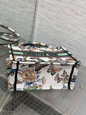 Dior M1265 Small Book Tote White and Pastel Midnight Green Toile de Jouy Mexico Embroidery - Default Title - View 7