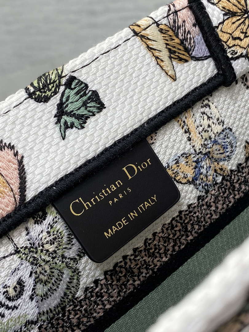 Dior M1265 Small Book Tote White and Pastel Midnight Green Toile de Jouy Mexico Embroidery - Default Title - View 9