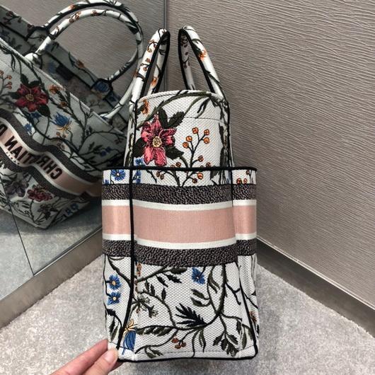 Dior M1279 Catherine Tote Bag Dior Oblique Embroidery Rosa Mutabilis - luxibagsmall