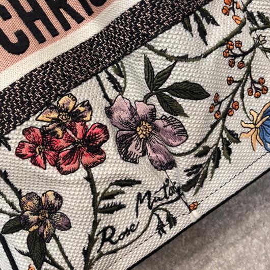 Dior M1279 Catherine Tote Bag Dior Oblique Embroidery Rosa Mutabilis - luxibagsmall