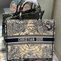 Dior M1286 Book Tote Christian Dior Shoulder Shopping Bag Black - luxibagsmall