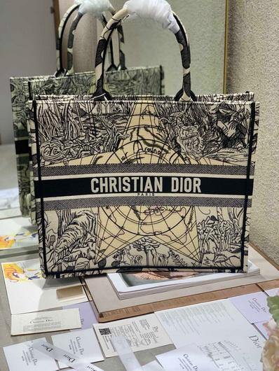 Dior M1286 Book Tote Christian Dior Shoulder Shopping Bag Black - luxibagsmall