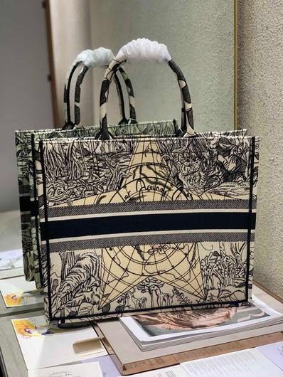 Dior M1286 Book Tote Christian Dior Shoulder Shopping Bag Black - luxibagsmall
