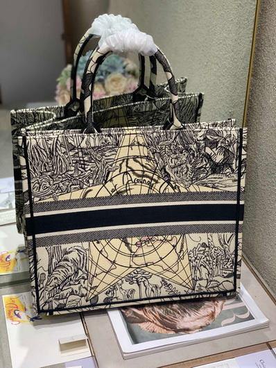 Dior M1286 Book Tote Christian Dior Shoulder Shopping Bag Black - luxibagsmall