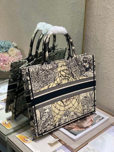 Dior M1286 Book Tote Christian Dior Shoulder Shopping Bag Black - luxibagsmall