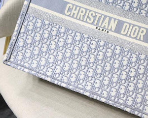Dior M1286 Book Tote Christian Dior Shoulder Shopping Bag Gray - luxibagsmall