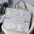 Dior M1286 Book Tote Christian Dior Shoulder Shopping Bag Lion Printer Gray - luxibagsmall