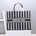 Dior M1286 Dior Book Tote Blue D-Stripes Embroidery - luxibagsmall