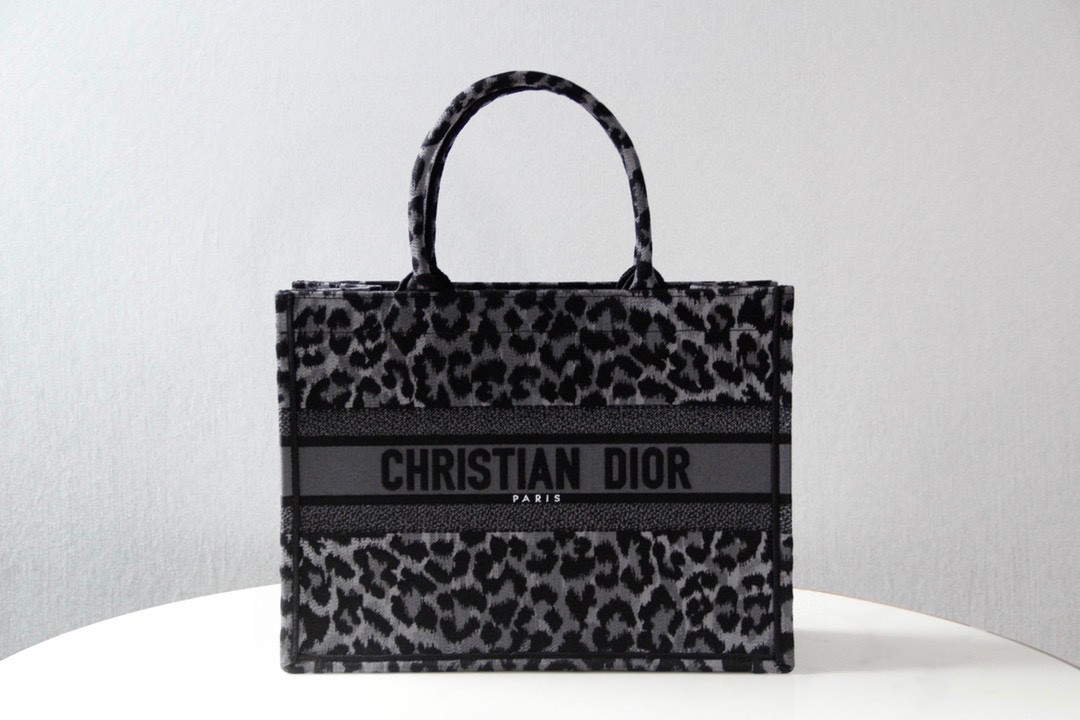 Dior M1286 Dior Book Tote Grey Multicolor Mizza Embroidery - Default Title - View 1