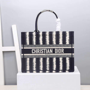 Dior M1286 Dior Book Tote small Blue D-Stripes Embroidery - luxibagsmall