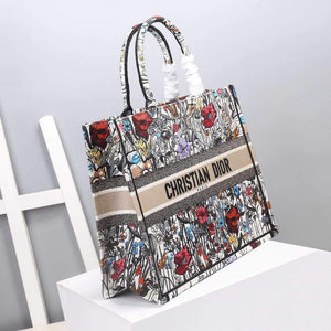 Dior M1286 Dior Book Tote Multicolor Flowers Embroidery - luxibagsmall