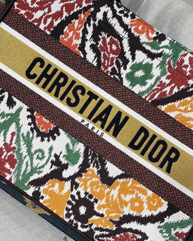 Dior M1286 Dior Book Tote Yellow Multicolor Dior Paisley Embroidery - luxibagsmall