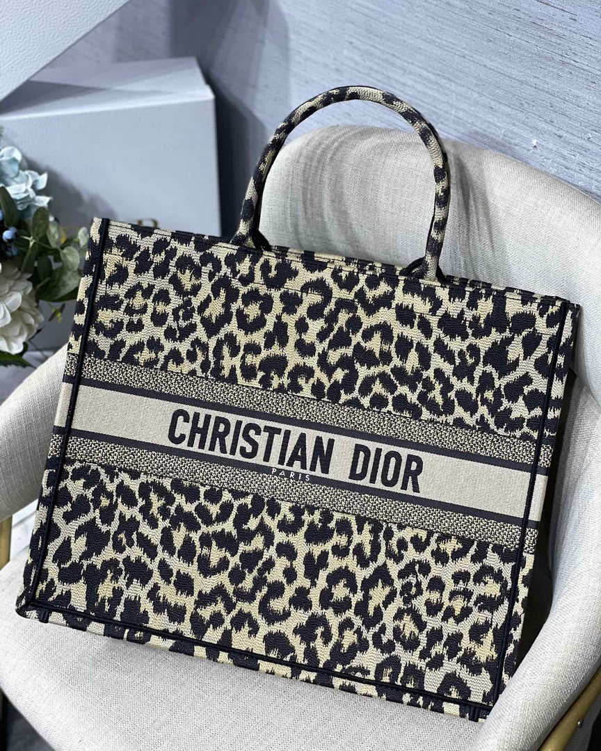 Dior M1286 Large Book Tote Beige Mizza Multicolor Embroidery - Default Title - View 1