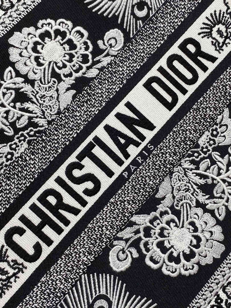 Dior M1286 Large Book Tote Black and White Butterfly Bandana Embroidery