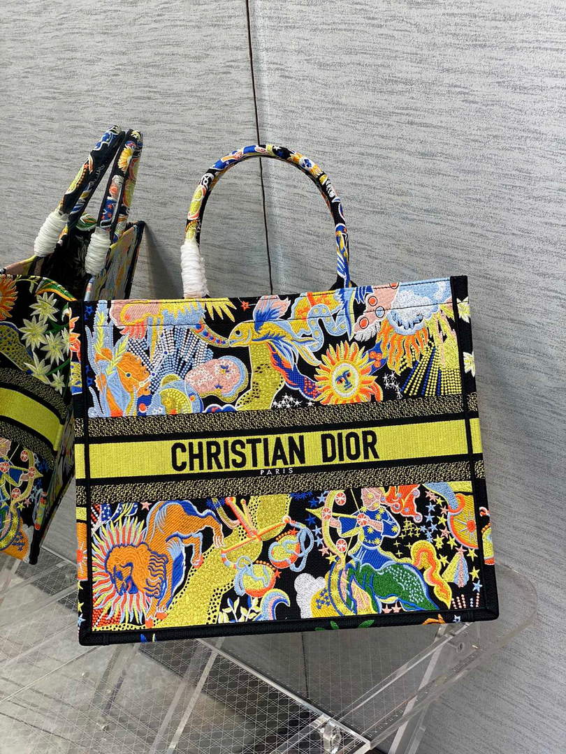 Dior M1286 Large Book Tote Black Multicolor Zodiac Fantastico Embroidery - Default Title - View 1